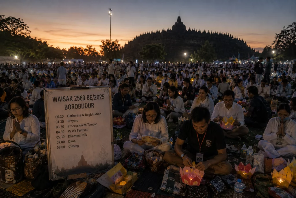 Waisak 31 Mei 2026 Borobudur Tinggal 15 Hari, Ribuan Lentera dan 56 Biksu Pejalan Kaki
